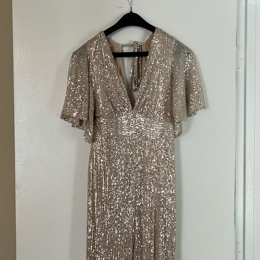 Sequin silver flair jumpsuit